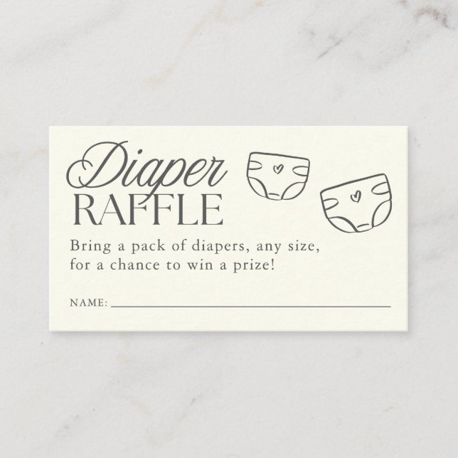 Tarjeta De Recepción Minimal Gender Neutral Baby Shower Diaper Raffle (Anverso)