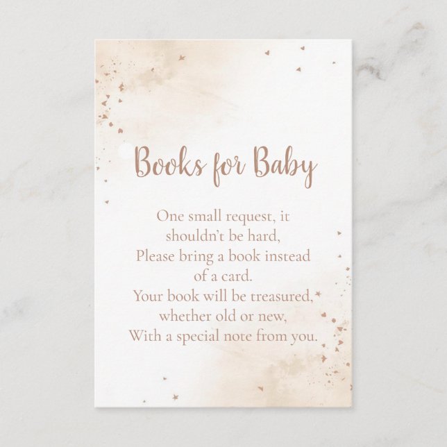 Tarjeta De Recepción Minimal Heart Books for Baby Card – Blush Pink (Anverso)