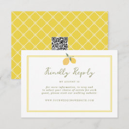 Tarjeta De Recepción Minimal Lemon Amalfi Coast QR Code Wedding RSVP