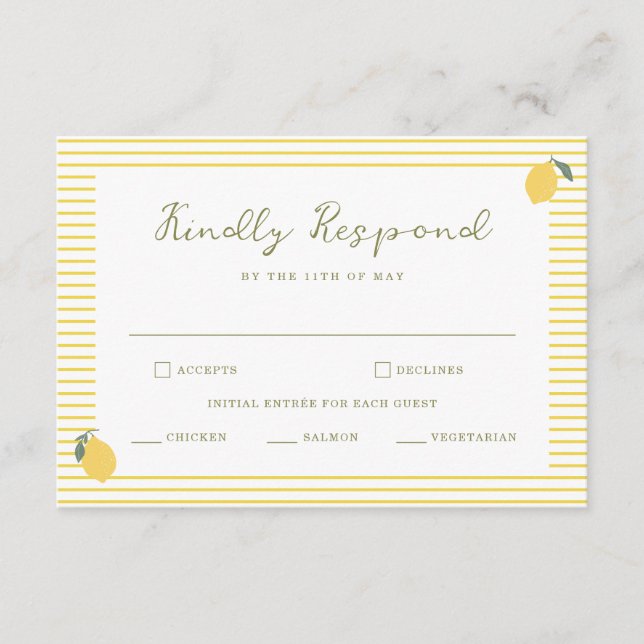 Tarjeta De Recepción Minimal Lemon Amalfi Coast Wedding RSVP Card (Anverso)