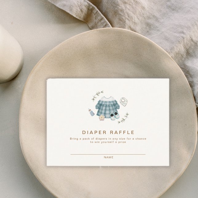 Tarjeta De Recepción Minimal moderno de ropa de boho Patrón de pañales  (Minimal Modern Boho Clothes Pattern Diaper Raffle Enclosure Card)