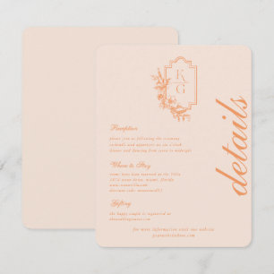 Tarjeta De Recepción Minimal Moderno Detalles para Invitados de Boda