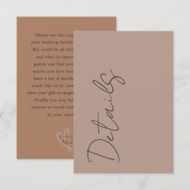 Tarjeta De Recepción Minimal Neutral Typography Wedding Details