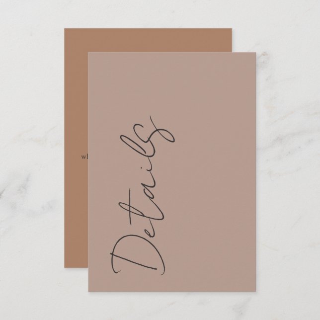 Tarjeta De Recepción Minimal Neutral Typography Wedding Details (Anverso / Reverso)