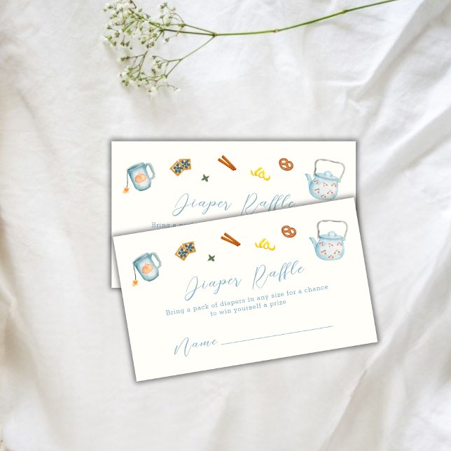 Tarjeta De Recepción Minimal Par Tea Cookie Diaper Raffle Baby Shower (Minimal Par Tea Cookie Diaper Raffle Baby Shower Enclosure Card)