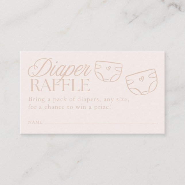 Tarjeta De Recepción Minimal Pink Girl Baby Shower Diaper Raffle (Anverso)