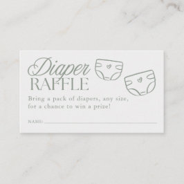 Tarjeta De Recepción Minimal Sage Green Baby Shower Diaper Raffle