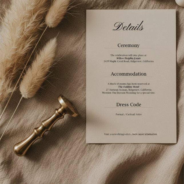 Tarjeta De Recepción Minimal Simple Black and White Wedding Details (Subido por el creador)