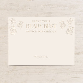 Tarjeta De Recepción Minimal Teddy Bear Baby Shower Advice