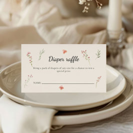 Tarjeta De Recepción Minimal Wildflower Boho Baby Shower Diaper Raffle