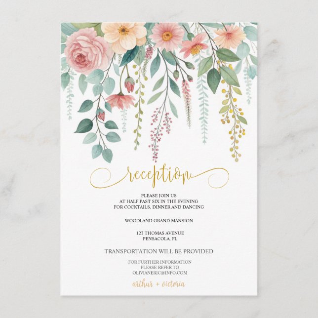 Tarjeta De Recepción Minimalism and flowers Wedding RECEPTION CARD (Anverso)