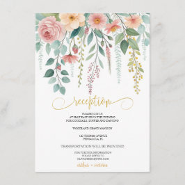 Tarjeta De Recepción Minimalism and flowers Wedding RECEPTION CARD