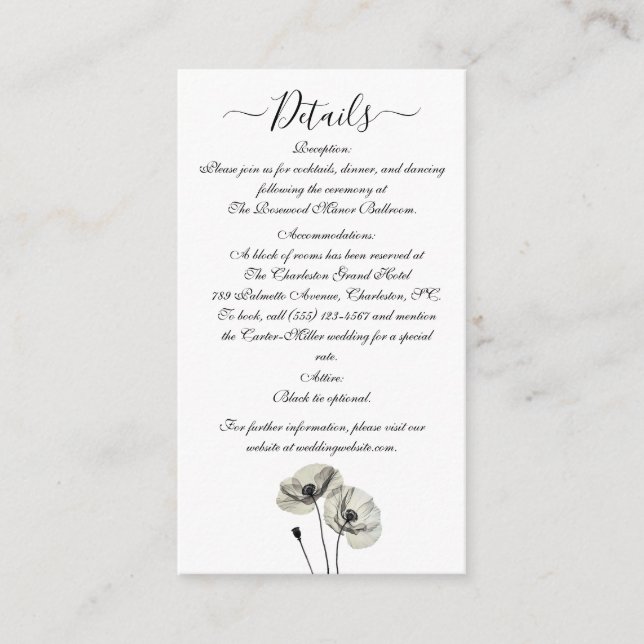 Tarjeta De Recepción Minimalismo sencillo y elegante, adornos blancos y (Anverso)