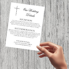 Tarjeta De Recepción MINIMALIST Black Cross Wedding Details Christian