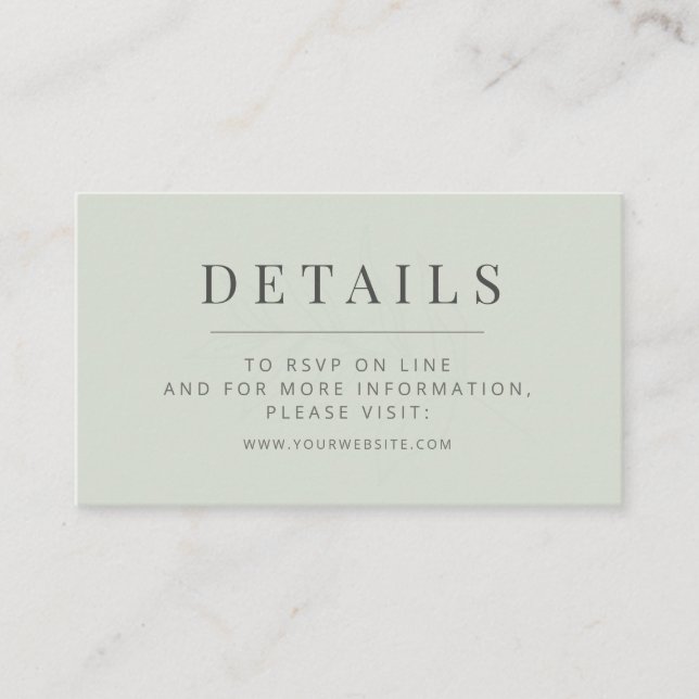 Tarjeta De Recepción Minimalist Botanical Wedding  Pale Sage (Anverso)