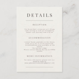 Tarjeta De Recepción Minimalist Botanical Wedding Warm White