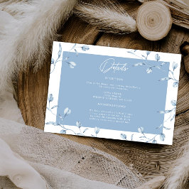 Tarjeta De Recepción Minimalist Dusty Blue Chinoiserie Floral Wedding