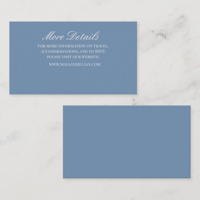 Tarjeta De Recepción Minimalist Dusty Blue Wedding (Anverso / Reverso)