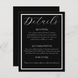 Tarjeta De Recepción Minimalist Elegant Black & White Wedding 