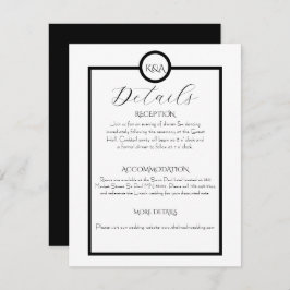 Tarjeta De Recepción Minimalist Elegant Black & White Wedding 