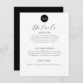 Tarjeta De Recepción Minimalist Elegant Black & White Wedding 