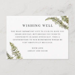 Tarjeta De Recepción Minimalist Fern Wishing Well | Elegant Wedding
