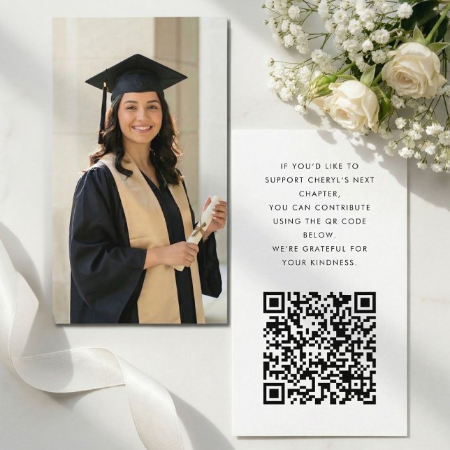 Tarjeta De Recepción Minimalist Graduation Fund QR Enclosure Card (Subido por el creador)