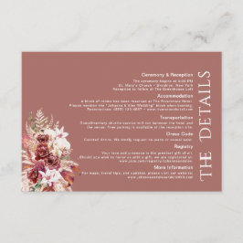Tarjeta De Recepción Minimalist Modern Burgundy QR Wedding Details