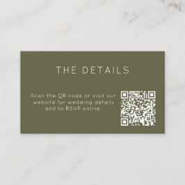 Tarjeta De Recepción Minimalist Olive Green Wedding RSVP Online QR Code
