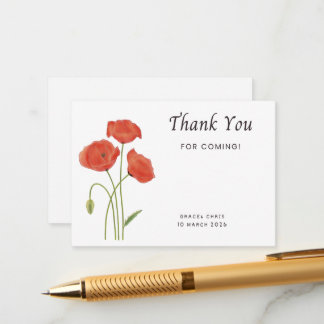 Tarjeta De Recepción Minimalist Poppy Thank You Note | Customizable Eve
