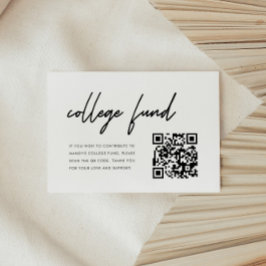 Tarjeta De Recepción Minimalist Script Graduation College Fund QR Code