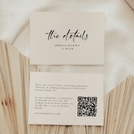 Tarjeta De Recepción Minimalist Script QR Code Wedding Details