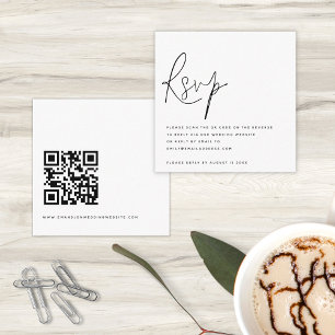 Tarjeta De Recepción Minimalist Script QR Code Wedding RSVP