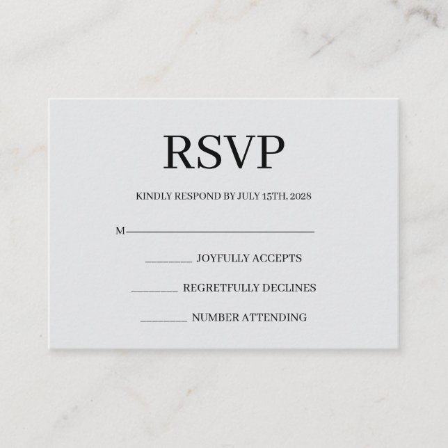 Tarjeta De Recepción Minimalist Simple Wedding RSVP Enclosure Card (Anverso)