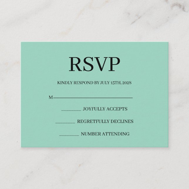 Tarjeta De Recepción Minimalist Simple Wedding RSVP Enclosure Card (Anverso)