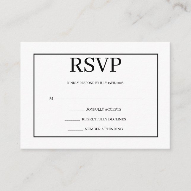 Tarjeta De Recepción Minimalist Simple Wedding RSVP Enclosure Card (Anverso)