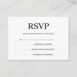 Tarjeta De Recepción Minimalist Simple Wedding RSVP Enclosure Card