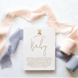 Tarjeta De Recepción Minimalist Teddy Bear Books Request Baby Shower