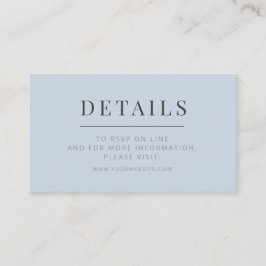 Tarjeta De Recepción Minimalist Wedding Details Card | Dusky Blue