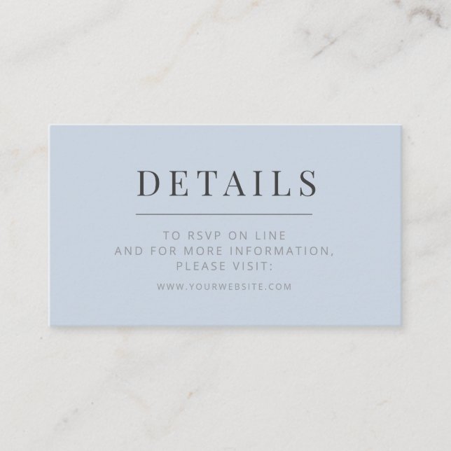 Tarjeta De Recepción Minimalist Wedding Details Card | Dusky Blue (Anverso)