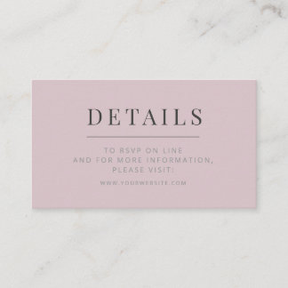 Tarjeta De Recepción Minimalist Wedding Details Card Dusky Rose