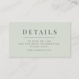 Tarjeta De Recepción Minimalist Wedding Details Card | Pale Sage