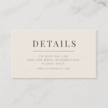 Minimalist Wedding Details Card Soft Beige