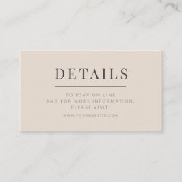 Tarjeta De Recepción Minimalist Wedding Details Card Soft Latte