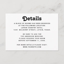 Tarjeta De Recepción Minimalist Wedding Details | Modern Information
