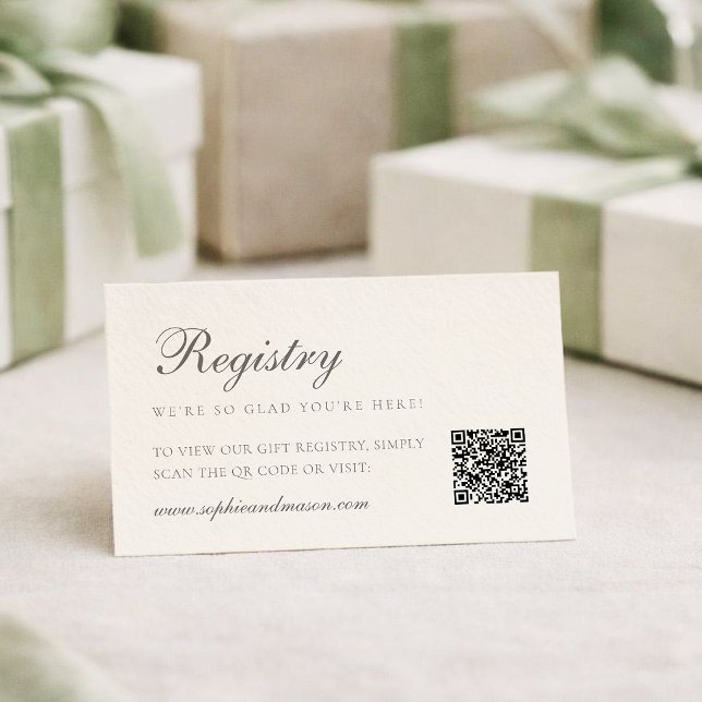 Tarjeta De Recepción Minimalist Wedding Registry Card with QR Code (Subido por el creador)