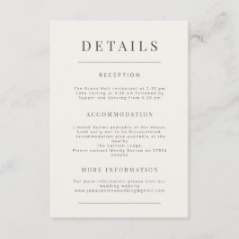 Tarjeta De Recepción Minimalist Wedding Warm White