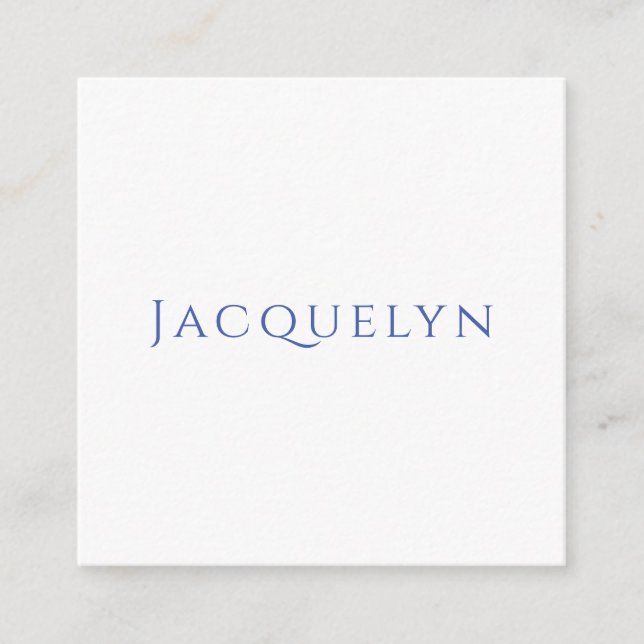 Tarjeta De Recepción Minimalist White Blue Plain Elegant Modern Name (Anverso)