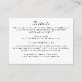 Tarjeta De Recepción Minimalist White Wedding Enclosure Card | Earthy 