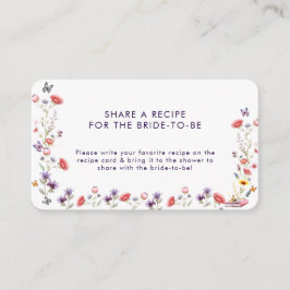 Tarjeta De Recepción Minimalist Wildflower Bridal Shower Recipe Request